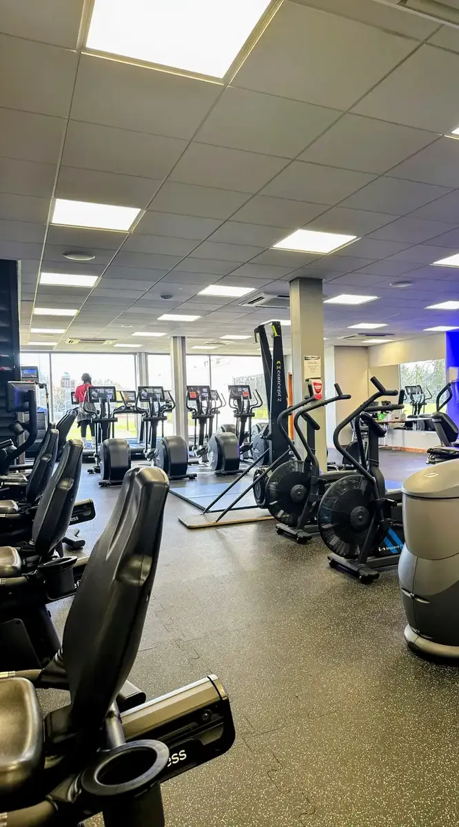 Cardio equipment inside a 24/7 gym — access control, CCTV and duress cover the unstaffed hours